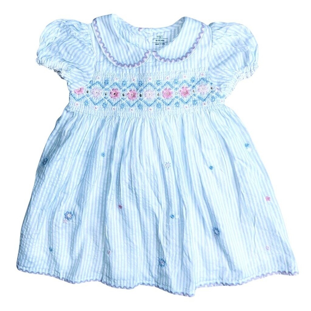 Marks and Spencer 18 24M Dress Pure Cotton Smocked‎ Embroidered 18-24 months